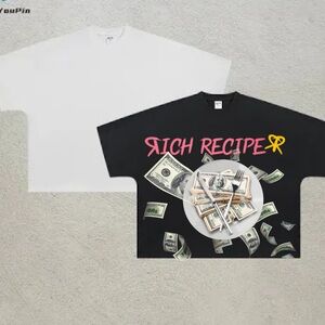 Black Graphic T-Shirt with Money Print